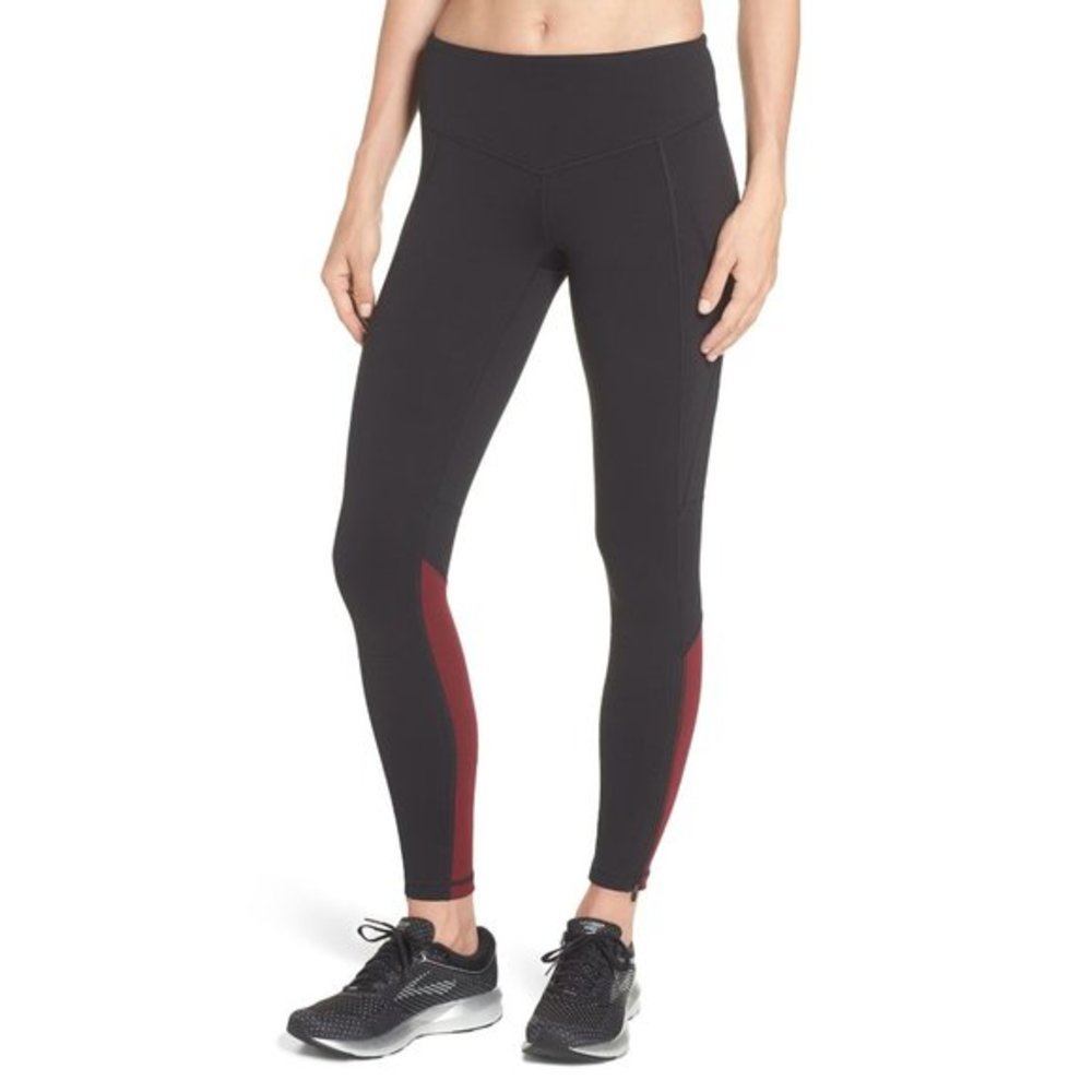 NWT Nordstrom Zella Colorblock Ankle Zip Leggings